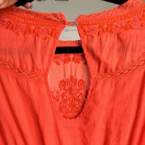 Free People  Red Embroidered Dress